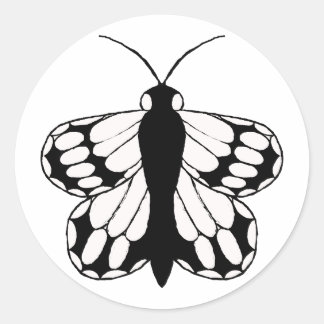 Um simples adesivo preto-n-branco de borboleta.