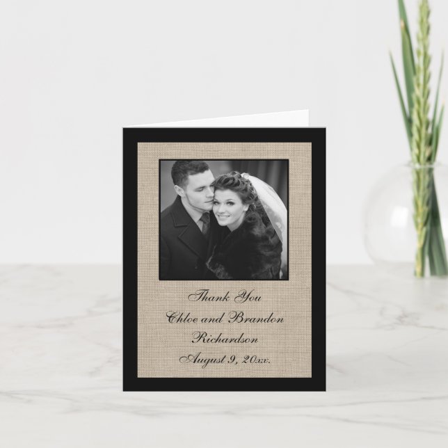 Um simples cartão de agradecimento de burlap perfe (Frente)