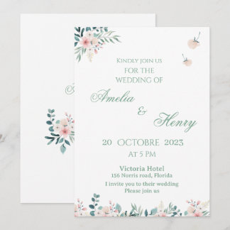 Um simples cartão de convite de casamento em aquar