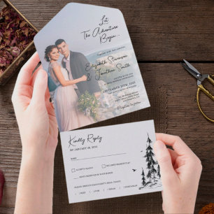 Um simples casamento de RSVP moderno da Floresta d