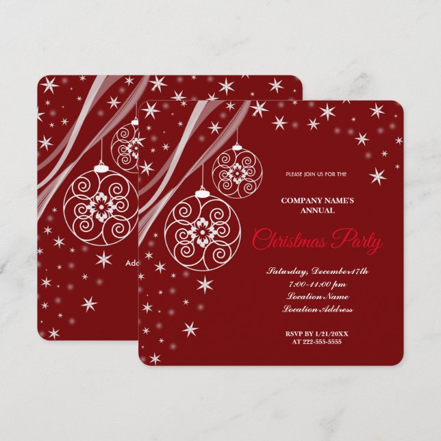 Um simples convite de festa de Natal vermelho eleg (Frente/Verso)