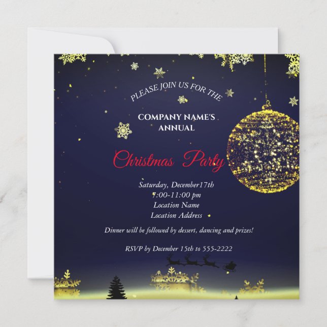 Um simples convite de festas de Natal elegante (Frente)