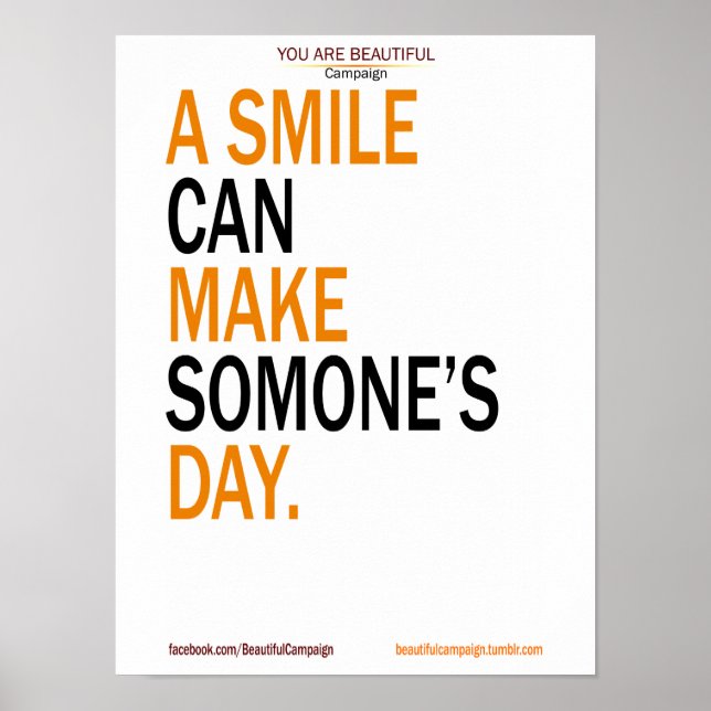 Um sorriso pode fazer Poster do dia de alguém (Frente)