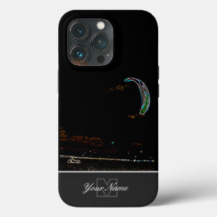 Um surfista de pipa Neon-Pop-Art em escuta com Mon