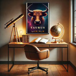 Um taurus cósmicos Bull Zodiac Poster