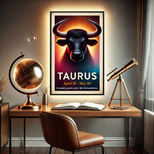 Um taurus cósmicos Bull Zodiac Poster