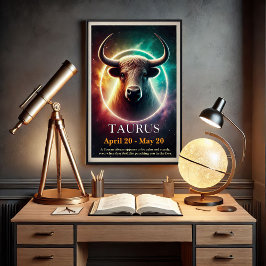 Um taurus cósmicos Bull Zodiac Poster