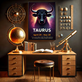 Um taurus cósmicos Bull Zodiac Poster