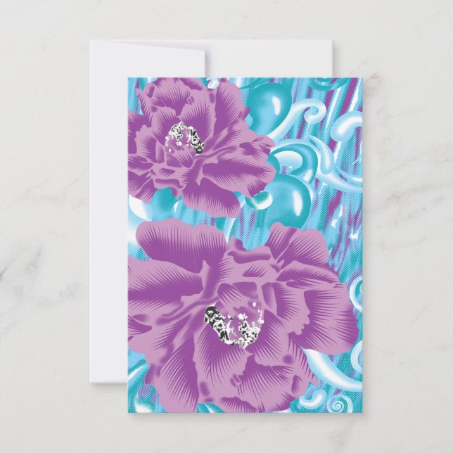 Um vibrante design de tecido com roxo e turq (Frente)