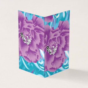Um vibrante design de tecido com roxo e turquesa