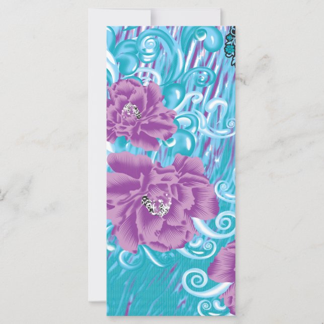 Um vibrante design de tecido com roxo e turquesa (Frente)