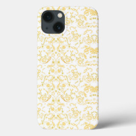 um wallpaper branco e dourado com um padrão