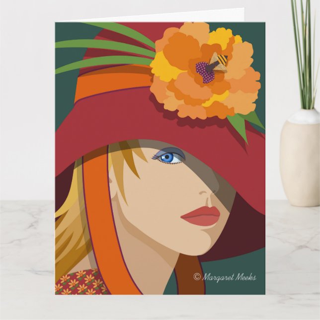 Uma abelha em seu cartão de nota dobrado ou convit (Frente)