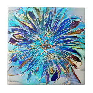 Uma abertura de Azulejo cerâmico de cores azuis