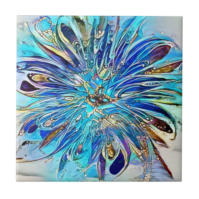 Uma abertura de Azulejo cerâmico de cores azuis (Frente)