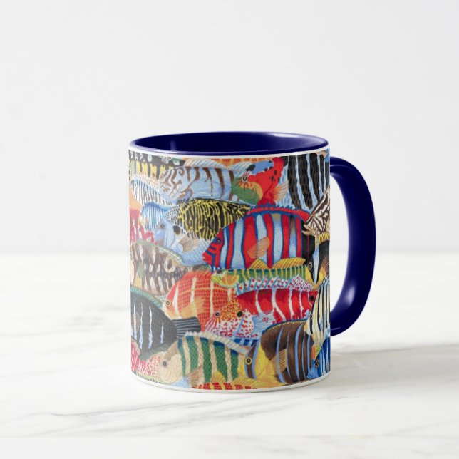 Uma adorável caneca de peixe stripey do Tecido Phi (Frente Esquerda)