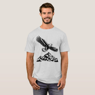 Uma Águia Voando Acima da Montanha Camiseta Cinza