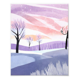 Uma Aquarela Panorâmica de Inverno Foto Alargament