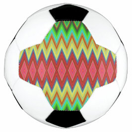 Uma bola de futebol com chevron vibrante e multico