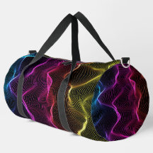 Uma bolsa de lona colorida com alças pretas
