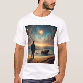 Uma camiseta criativa com vista ao mar e ao mar