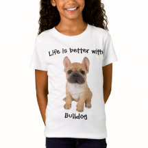 Uma camiseta de bulldog fofa com texto fofo nela