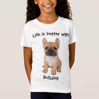 Uma camiseta de bulldog fofa com texto fofo nela