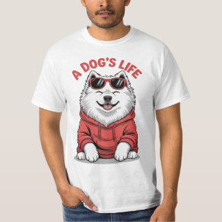 Uma Camiseta Divertida e Fofa da Vida de um Cachor