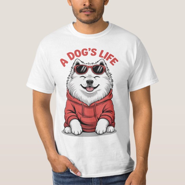 Uma Camiseta Divertida e Fofa da Vida de um Cachor (Frente)