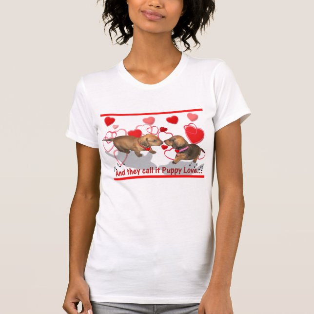 Uma camiseta do amor de filhote de cachorro (Frente)