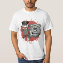 Uma camiseta do Sock Monkey Police