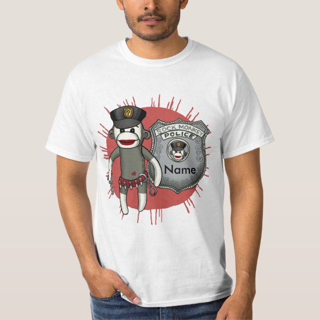 Uma camiseta do Sock Monkey Police (Frente)