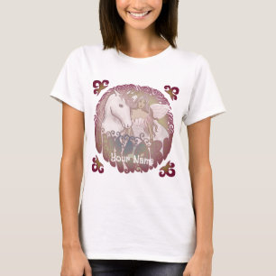 Uma camiseta retrô de fada e unicórnio