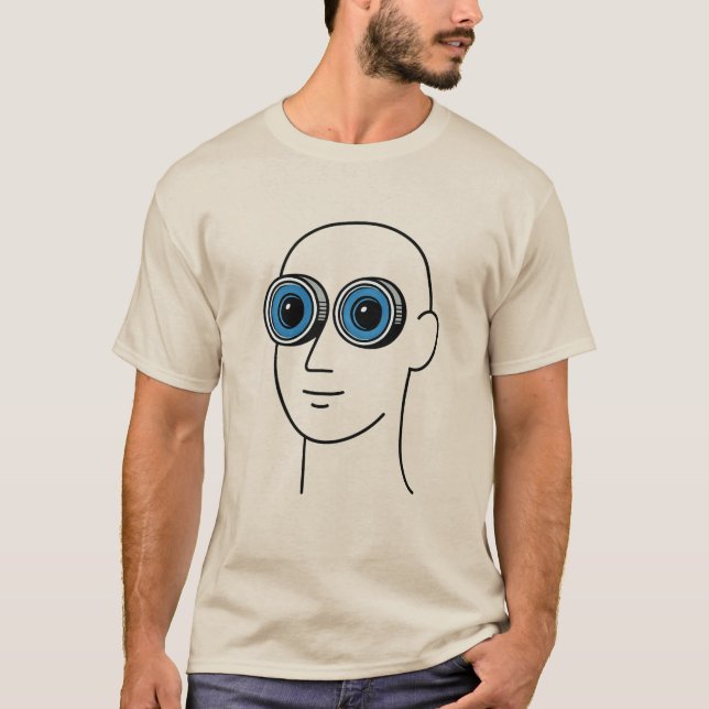 Uma camiseta Unisex Minimalista Olhos Grandes Surr (Frente)