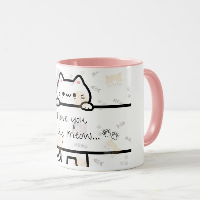 Uma caneca A Love You Meow e Kitty para o seu quer (Frente Esquerda)