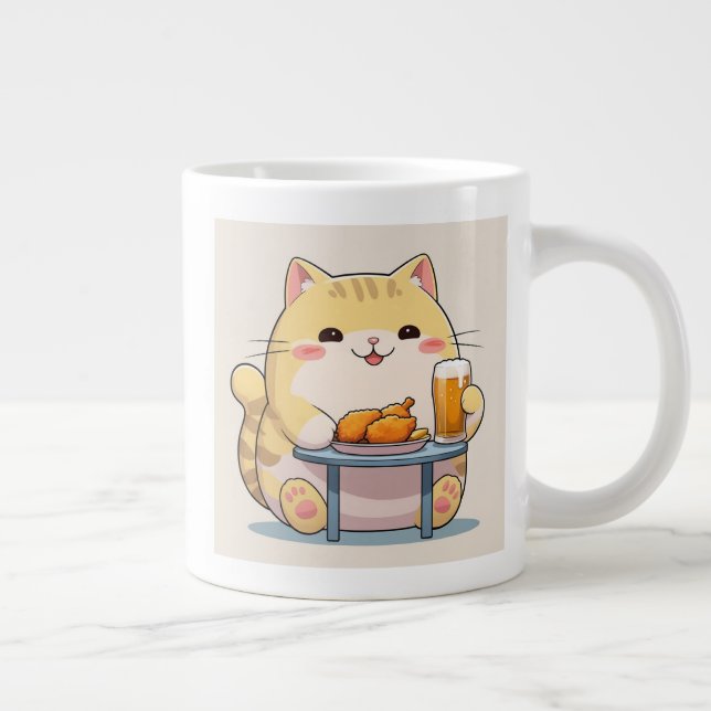 uma caneca com uma ilustração de gato fofo (Direita)