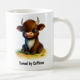 Uma Caneca de Café com Boi Pintado em 3D Fofo
