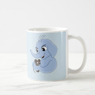 Uma caneca de café com desenho animado de elefante