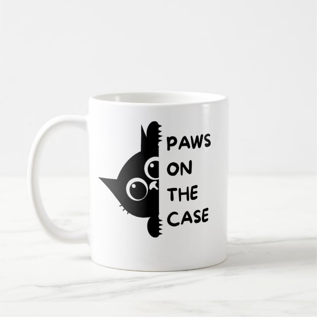Uma caneca de café com gato nela "Tão única!!!"  (Esquerda)