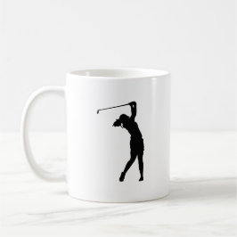 Uma caneca de café com um desenho de silhueta de g