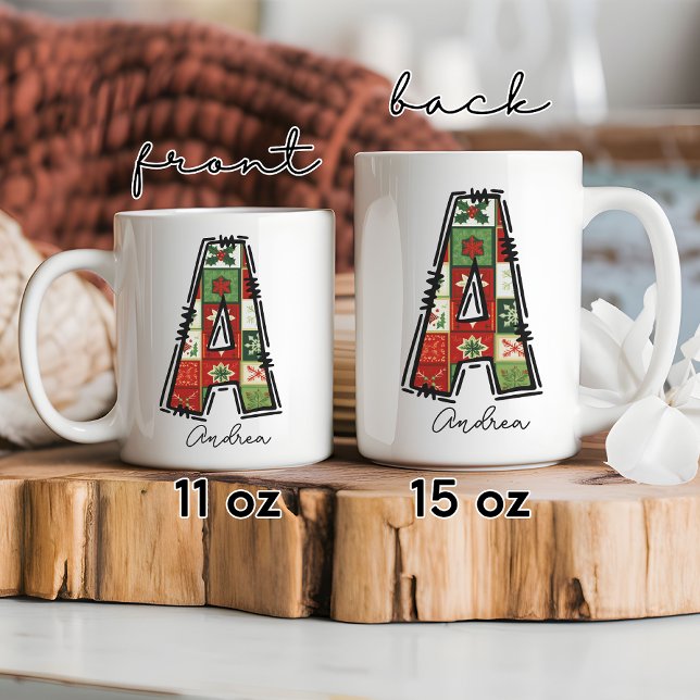 Uma caneca de monograma personalizada, presente de (Christmas monogram mug, initial name mug, custom name mug, personalized name mug, holiday gift mug,)