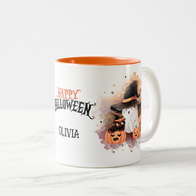Uma caneca personalizada fofa para café de Hallowe (Frente Esquerda)
