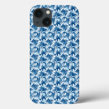 Uma Capa de telefone de padrão branco e azul