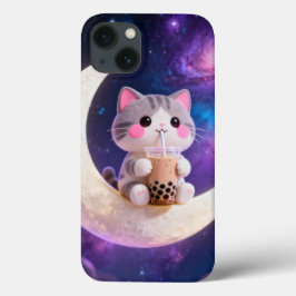 Uma capa de um gato fofo estilo chibi com bochecha