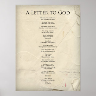 "Uma Carta a Deus" Poema Religioso Poster