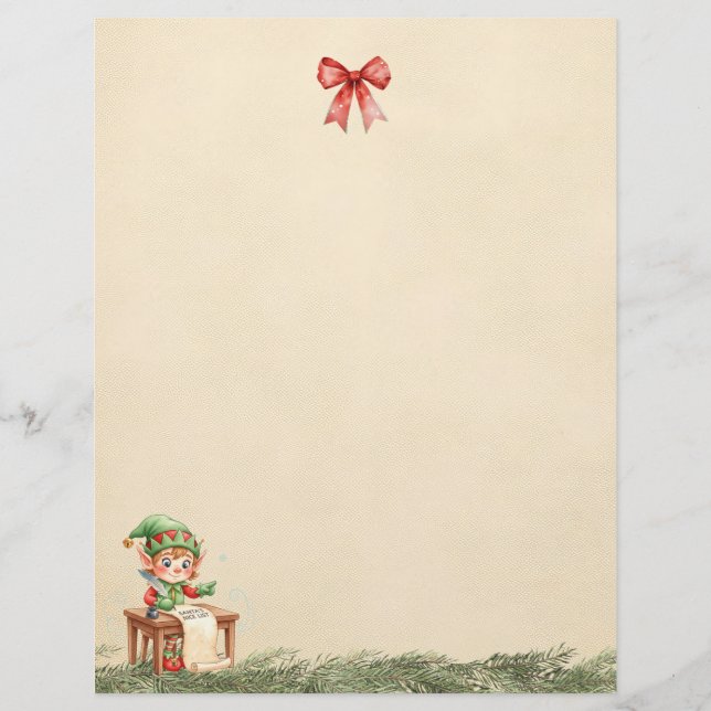 Uma Carta do Elfo de Natal (Folha Simples) (Frente)