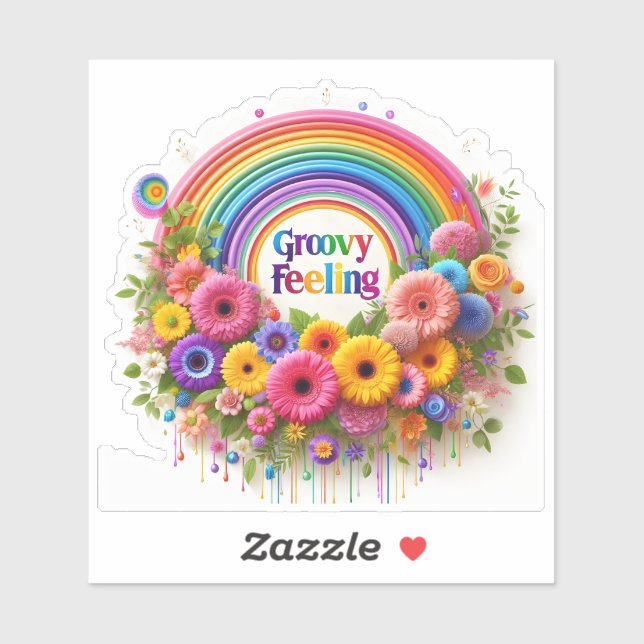 Uma Coleção Colorida de Adesivos Groovy Feeling (Folha)