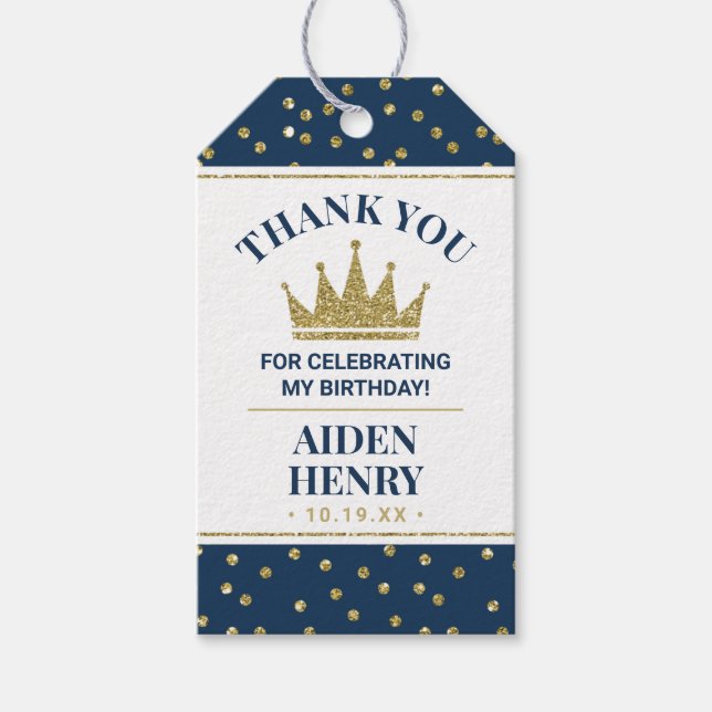 Uma etiqueta de favor maravilhosa em azul e Dourad (Frente)