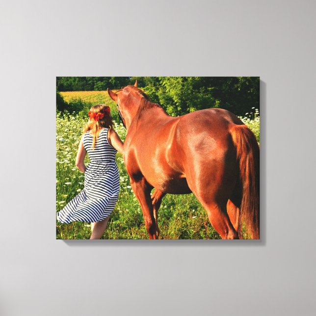 Uma Fazenda E Sua Canvas De Galeria De Cavalos (Frente)