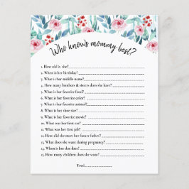 Uma folha de papel com o jogo para um chá de frald